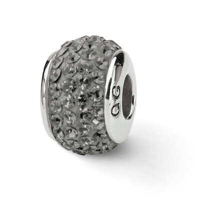 Silver Grey Full Swarovski Crystal Bead Sterling Silver QRS2002, MPN: QRS2002, 883957514796