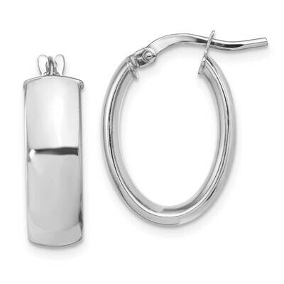 Leslie&#39;s 5.75mm Polished Oval Hoop Earrings 14k White Gold HB-LE2002W, MPN: LE2002W, 191101735158