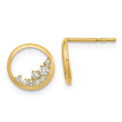Open Circle CZ Diamond Post Earrings 14k Gold Polished YE2002, MPN: YE2002, 191101798979