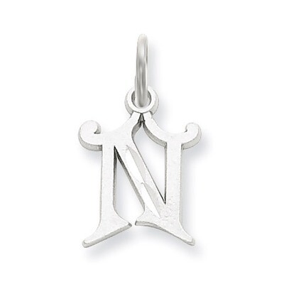 Diamond-cut Initial N Charm 14k White Gold WCH139-N, MPN: WCH139-N, 883957130675