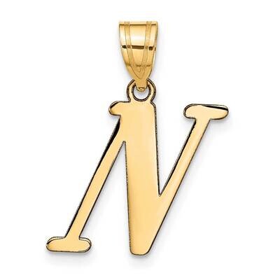 Letter N Initial Pendant 14k Gold Polished YC1440N, MPN: YC1440N, 196904086858