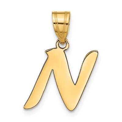 Script Letter N Initial Pendant 14k Gold Polished YC1438N, MPN: YC1438N, 196904087466