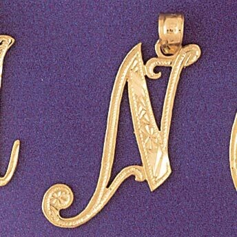 Dazzlers Jewelry Initial N Pendant Necklace Charm Bracelet in Yellow, White or Rose Gold 9566n, MPN…