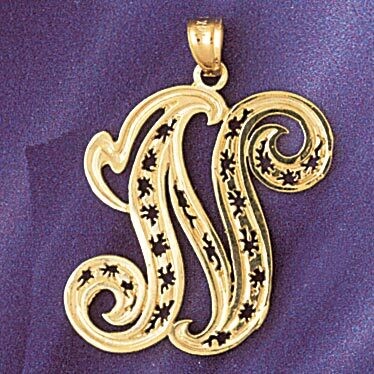 Dazzlers Jewelry Initial N Pendant Necklace Charm Bracelet in Yellow, White or Rose Gold 9563n, MPN…