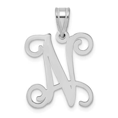 Initial Letter N Pendant 14k White Gold Casted High Polished XNA518W/N, MPN: XNA518W/N,