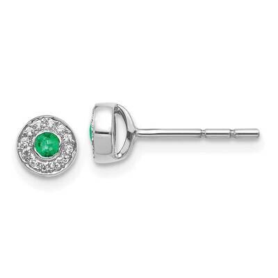 Emerald Post Earrings 14k White Gold Diamond EM5586-EM-007-WA, MPN: EM5586-EM-007-WA, 191101838477