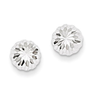 Polished &amp; Diamond-Cut Half Ball Post Earrings 14k White Gold XWE207, MPN: XWE207, 730703603689