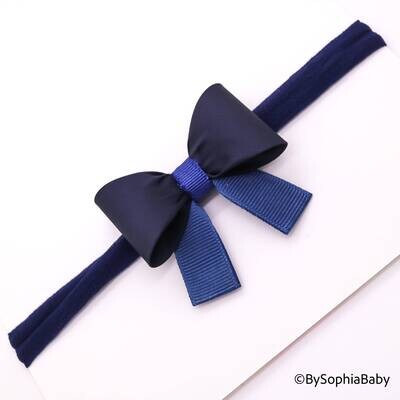 Navy Blue Bow Headband Baby Bow Headband Newborn Bow Headband Photography Prop Headband Navy Blue H…