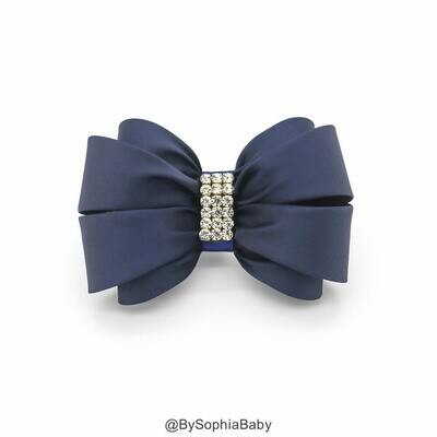 Navy Blue Bow Hair Clip Girls Hair Bow Navy Big Bow Wedding Hair Clip Toddler Big Bow Hair Clip Rhi…