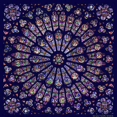 Halcyon Days The Rose Window Navy 90x90 100% Silk Scarf SAWES11SS90, MPN: SAWES11SS90,