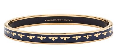 Halcyon Days 6mm Bee Navy Gold Small Bangle Bracelet PBBEE1106GS, MPN: PBBEE1106GS,