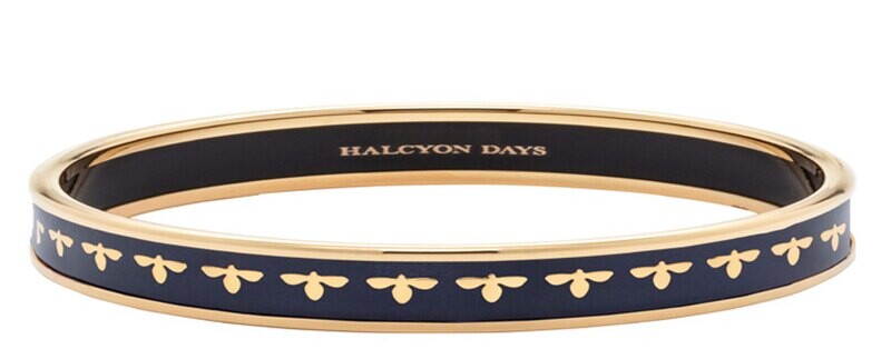 Halcyon Days 6mm Bee Navy Gold Small Bangle Bracelet PBBEE1106GS, MPN: PBBEE1106GS,