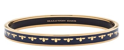 Halcyon Days 6mm Bee Navy Gold Medium Bangle Bracelet PBBEE1106GM, MPN: PBBEE1106GM,