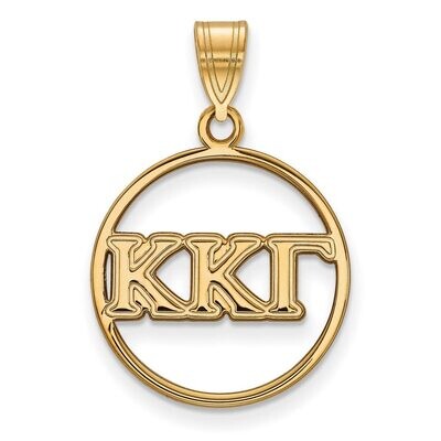 Kappa Kappa Gamma Small Circle Pendant Gold-plated Silver GP011KKG, MPN: GP011KKG, 886774912691