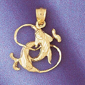 Dazzlers Jewelry Pisces Fishes Zodiac Pendant Necklace Charm Bracelet in Yellow, White or Rose Gold…
