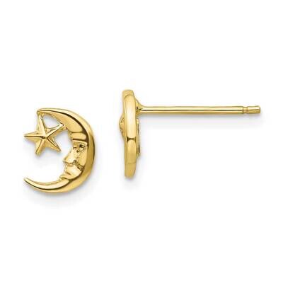 Moon and Star Post Earrings 10k Gold 10TC620, MPN: 10TC620, 191101565861