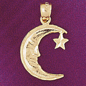 Dazzlers Jewelry Moon And Star Pendant Necklace Charm Bracelet in Yellow, White or Rose Gold 5632, …