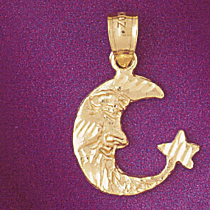 Dazzlers Jewelry Moon And Star Pendant Necklace Charm Bracelet in Yellow, White or Rose Gold 5631, …
