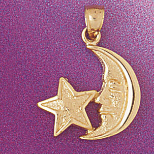 Dazzlers Jewelry Moon And Star Pendant Necklace Charm Bracelet in Yellow, White or Rose Gold 5628, …