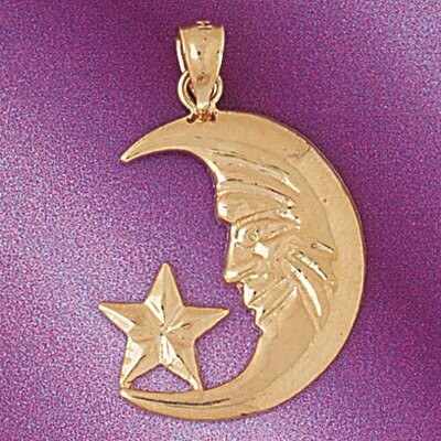 Dazzlers Jewelry Moon And Star Pendant Necklace Charm Bracelet in Yellow, White or Rose Gold 5615, …