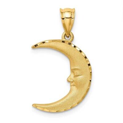 Diamond-cut Moon Pendant 14k Gold Satin D4586, MPN: D4586, 883957947624