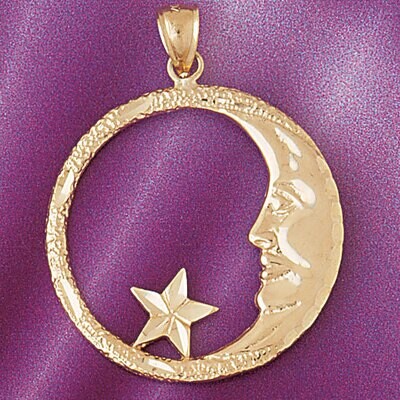 Dazzlers Jewelry Moon And Star Pendant Necklace Charm Bracelet in Yellow, White or Rose Gold 5614, …