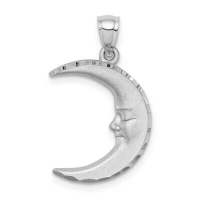 Satin Diamond-cut Moon Pendant 14k White Gold D4587, MPN: D4587, 883957320564