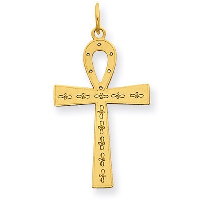 Laser Designed Ankh Cross Charm 14k Gold XR1065, MPN: XR1065, 886774131160