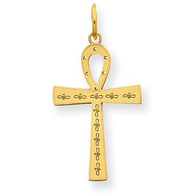 Laser Designed Ankh Cross Charm 14k Gold XR1064, MPN: XR1064, 886774131153