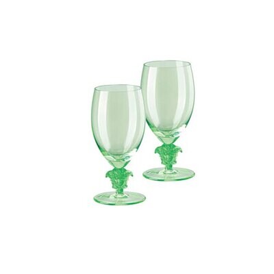 Versace Medusa Lumiere 2/Short Stem - Mint White Wine Set of Two 6 1/2 Inch 11 oz, MPN: 69129-32161…