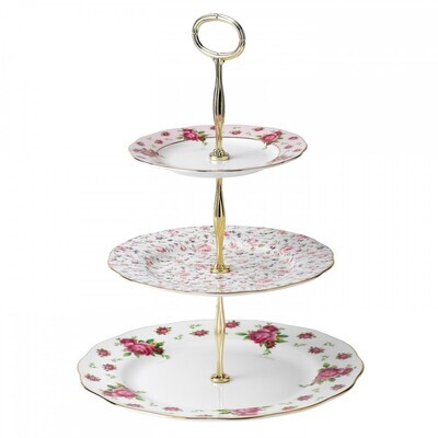 Royal Albert New Country Roses White Vintage Cake Stand Three-Tier Ncr White, Rose Confetti, Ncr Pi…