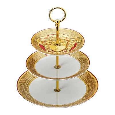 Versace Medusa Amplified Golden Coin Etagere 3 Tiers 3 Tiers 7, 8 1/2 , 10 1/2 Inch, MPN: 19335-409…