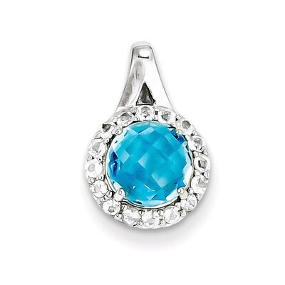 White Topaz &amp; Light Swiss Blue Topaz Circle Pendant Sterling Silver QP3035BT, MPN: QP3035BT, 883957…