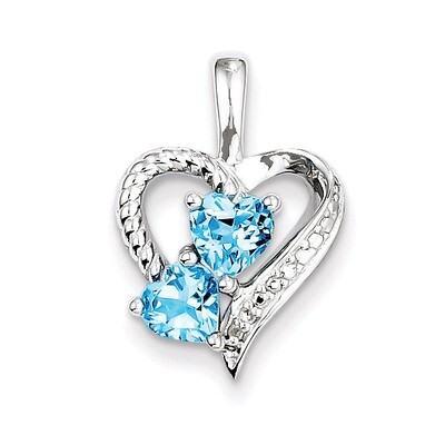 Blue Topaz Diamond Pendant Sterling Silver QP3138BT, MPN: QP3138BT, 883957533636
