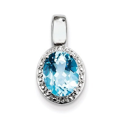 Light Swiss Blue Topaz Oval Pendant Sterling Silver QP3043BT, MPN: QP3043BT, 883957461946