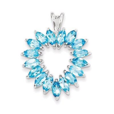 Marquise Swiss Blue Topaz Heart Pendant Sterling Silver Rhodium QDX508, MPN: QDX508, 883957488974