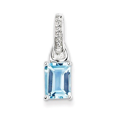 Light Blue Topaz Pendant Diamond Sterling Silver QP3076BT, MPN: QP3076BT, 883957481449