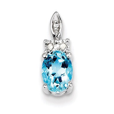 Light Blue Topaz Pendant Diamond Sterling Silver QP3071BT, MPN: QP3071BT, 883957359311