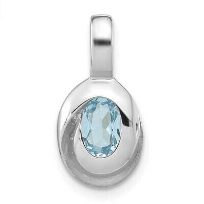 Sky Blue Topaz Oval Pendant Sterling Silver Rhodium-Plated QP5525, MPN: QP5525,