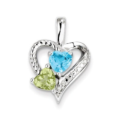 Blue Topaz Peridot Diamond Pendant Sterling Silver QP3857, MPN: QP3857, 883957359663