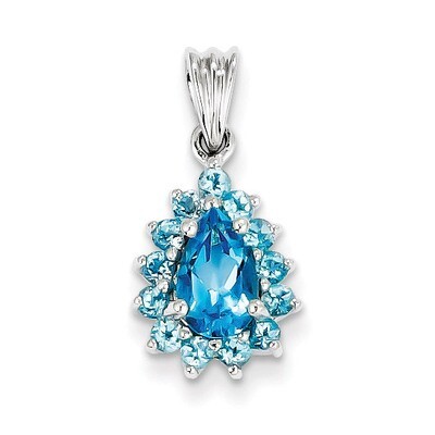 Light Swiss Blue Topaz Pear-shaped Pendant Sterling Silver QDX538, MPN: QDX538, 883957355511