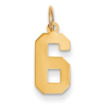 Small Polished Number 6 Charm 14k Gold LS06, MPN: LS06, 886774102290