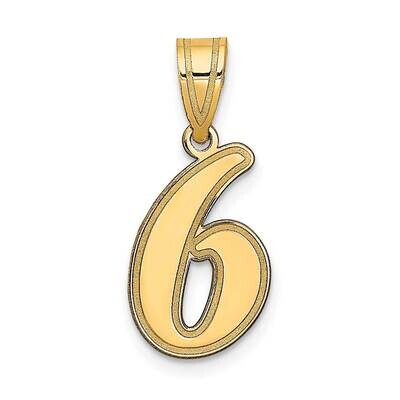 Script Number 6 Pendant 14k Gold Polished SCN06, MPN: SCN06, 196904084328