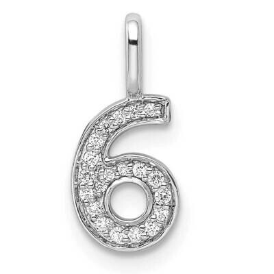 Diamond Number 6 Pendant 14k White Gold PM8370-6-009-WA, MPN: PM8370-6-009-WA, 196904069479