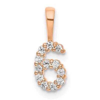 Diamond Number 6 Pendant 14k Rose Gold PM8369-6-011-RA, MPN: PM8369-6-011-RA, 196904074398