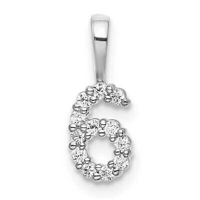 Diamond Number 6 Pendant 14k White Gold PM8369-6-011-WA, MPN: PM8369-6-011-WA, 196904076378