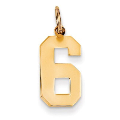 Medium Polished Number 6 Charm 14k Gold LM06, MPN: LM06, 886774101989