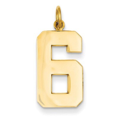 Casted Large Polished Number 6 Charm 14k Gold LP06, MPN: LP06, 886774102184