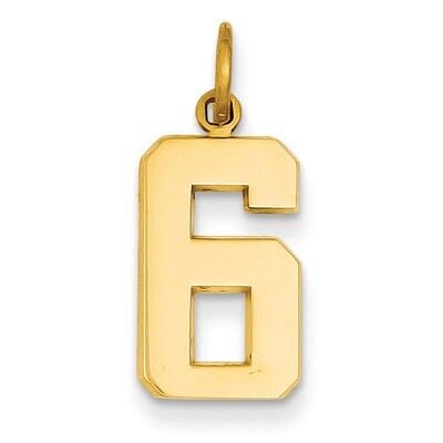Casted Medium Polished Number 6 Charm 14k Gold MP06, MPN: MP06, 886774103082