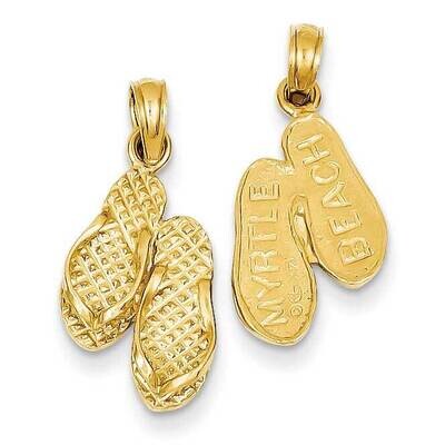 3-D Myrtle Beach Flip-Flops Pendant 14k Gold C3268, MPN: C3268, 637218057870